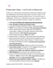 Wunsch Conservation Lab Preservation Week Resource sheet