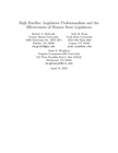 Replication Data for: High Hurdles: Legislative Professionalism and the Effectiveness of Women State Legislators