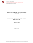 Adolescent and Family Development Study, 1978-1982