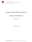 Life Styles of Educated Adult Women, 1961-1974