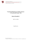 Vocational Planning of College Women: A Psycho-Social Study, 1963