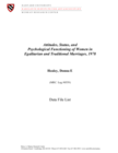 Attitudes, Status, and Psychological Functioning of Women in Egalitarian and Traditional Marriages, 1978