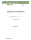 Women in Nontraditional and Traditional Blue Collar Occupations, 1975-1978